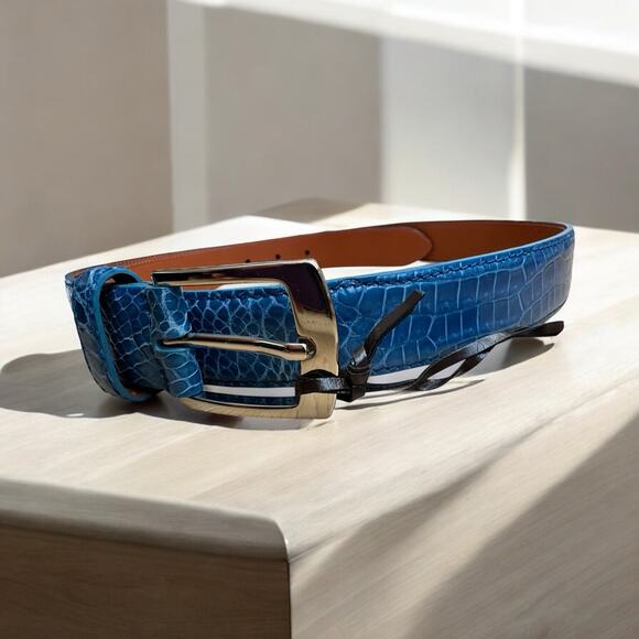 Tardini Blue Alligator Men’s Belt Size 40. NWT & Dustbag. Made In Italy